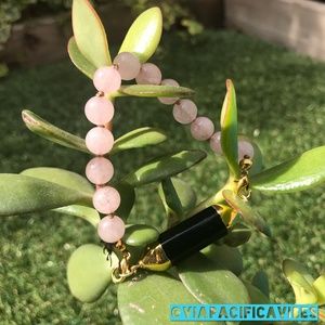 Rose Quartz & Black Agate Bracelet